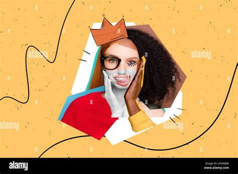 Poster Banner Collage Of Weird Exclusive Lady Wearing Painting Tiara