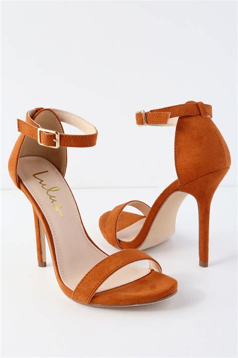 Cute Rust Heels Single Strap Heels Vegan Suede Heels Lulus