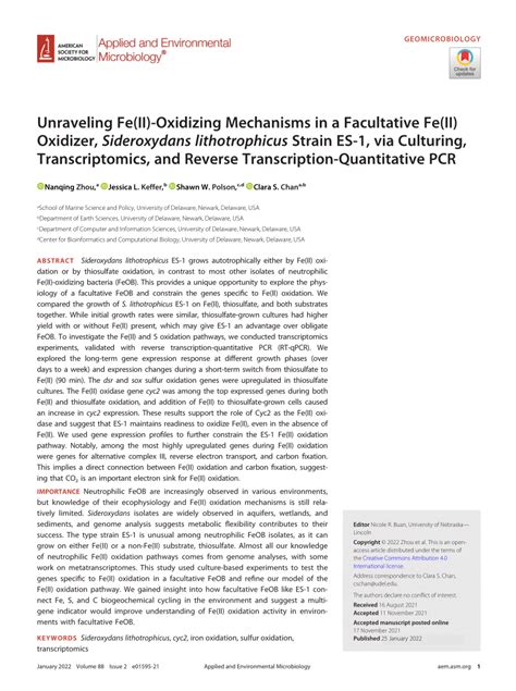 Pdf Unraveling Fe Ii Oxidizing Mechanisms In A Facultative Fe Ii