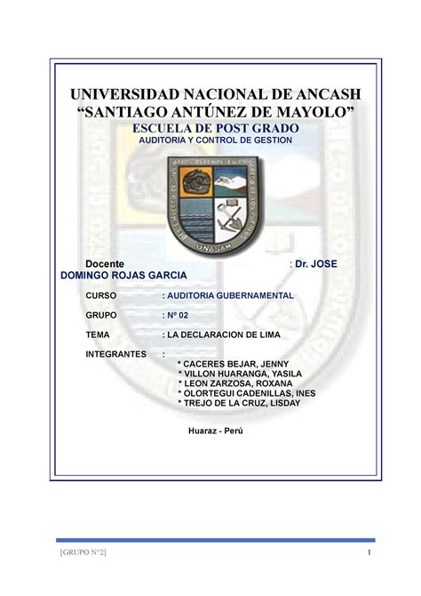 Declaracion De Lima Grupo N Ok Universidad Nacional De Ancash