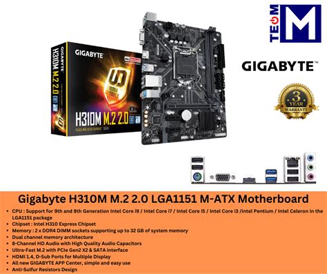 Gigabyte H310m M2 20 Lga1151 M Atx Motherboard