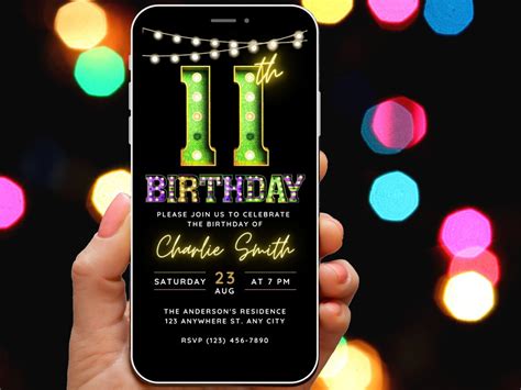 Editable 11th Birthday Invitation Template Digital Invite For Etsy