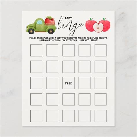 Caramel Apple Red Baby Shower Baby Bingo Game Zazzle