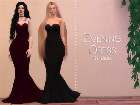 Sims 4 — Evening Dress By Dissia — Evening Dress 15 Swatches Dress Evening Dresses Sims 4