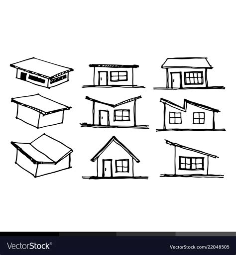 Freehand drawing home roof design Royalty Free Vector Image