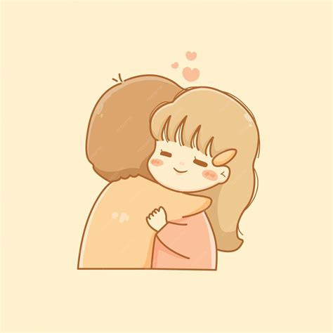 Premium Vector Cute Kawaii Girl Hugging Her Boyfriend Cartoon