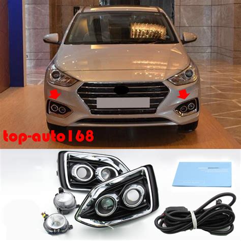 For Hyundai Accent 2018 2020 Led Front Bumper Fog Lights Assembly W Cables Ebay