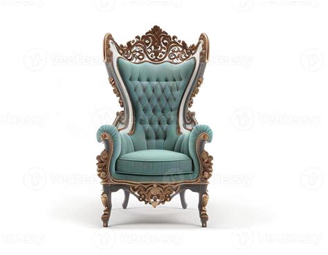 Front View Of Victorian Royal Chair On White Background Created With