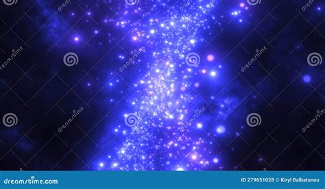 Abstract Blue Energy Particles And Waves Magical Bright Glowing