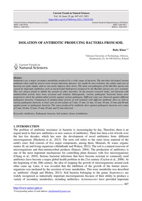 PDF ISOLATION OF ANTIBIOTIC PRODUCING BACTERIA FROM SOIL