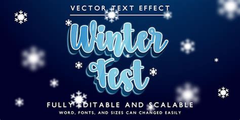 Tema De Invierno De Efecto De Texto Editable Vector Premium