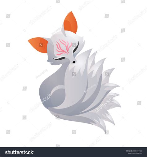 Ninetaled Fox Kumiho Asian Fairytale Character Stock Vector Royalty