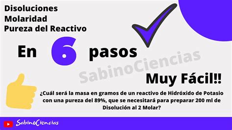 C Mo Calcular Molaridad Y Pureza De Reactivo En Minuto