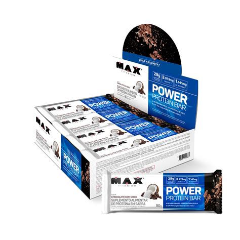 Barra Power Protein Bar Max Titanium 90g Barra Grande Caixa 8