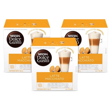 Nescafe Dolce Gusto Coffee Pods Latte Macchiato 16 Capsules Pack Of 3