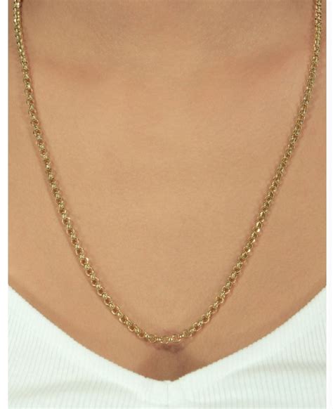 K Gold Rolo Chain Necklace Mm Round Cut Genuine K Gold Belcher