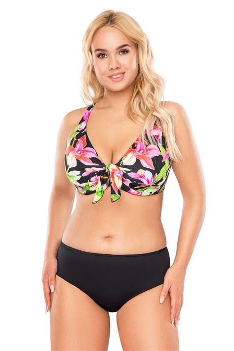 Vivisence 3203 Underwired Soft Bikini Top Stripes Pink Flowers