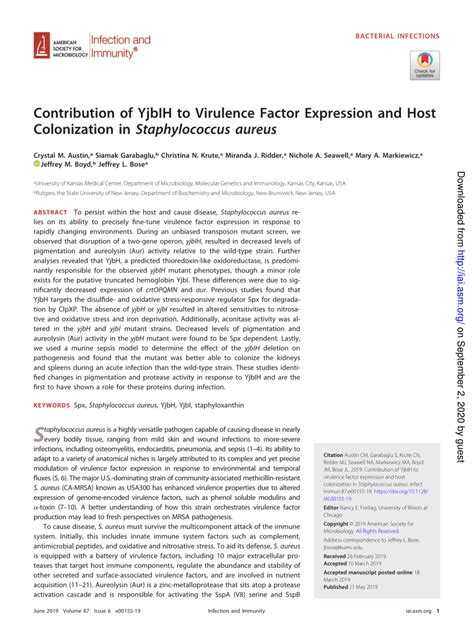 Pdf Contribution Of Yjbih To Virulence Factor Expression And Host