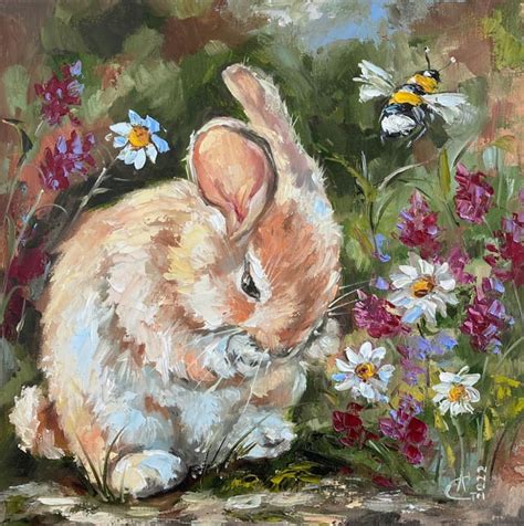 Cute Little Rabbit Oil Painting R Rabbits