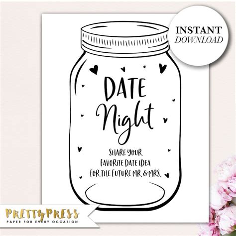 Date Night Jar Date Jar Sign And Cards Date Night Idea Card Etsy