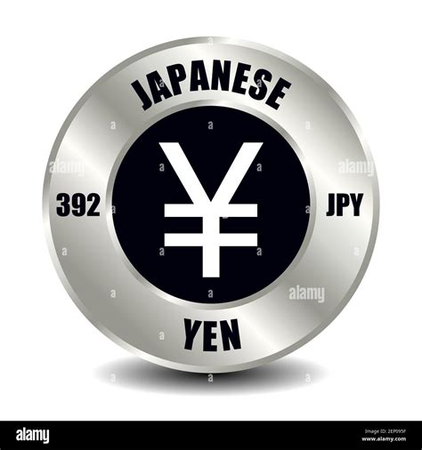 Japan money icon isolated on round silver coin. Vector sign of currency ...