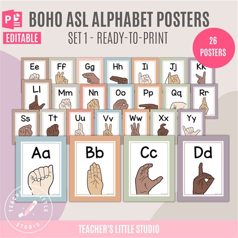 ASL Alphabet Posters Printable Classroom Alphabet Editable - Etsy