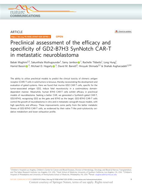 Pdf Preclinical Assessment Of The Efficacy And Specificity Of Gd