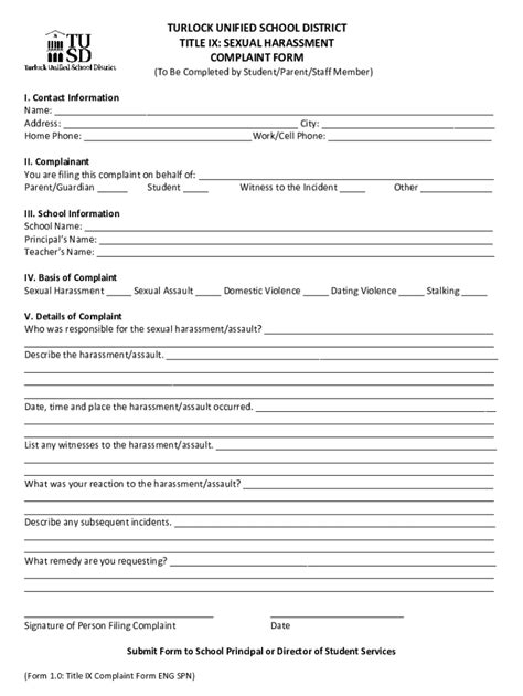 Fillable Online Title Ix Sexual Harassment Complaint Form Fax Email Print Pdffiller