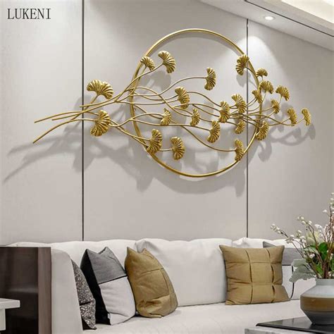 Modern Chinese Gold Wrought Iron Ginkgo Leaf Wall Crafts Decoration