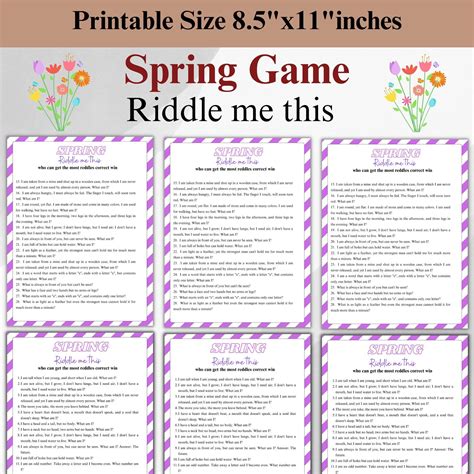 Spring Riddle Me This Game Printable Spring Riddle Me This Game