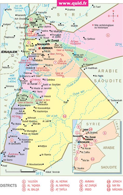 Jordanie Carte Frontière