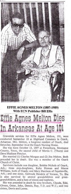 Effie Agnes Fletcher Melton M Morial Find A Grave