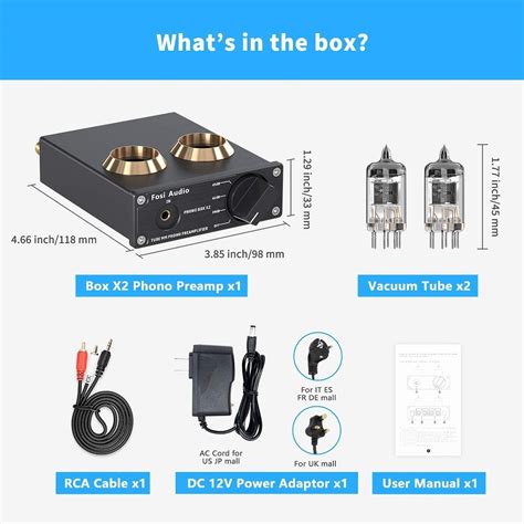 Fosi Audio Box X2 Phono Preamplificador Para Tocadiscos Y Tapones De