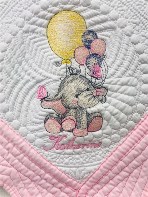 Heirloom Baby Quilt Monogram Crib Quilt Embroidered Baby Etsy