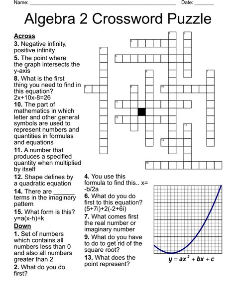 Algebra 2 Crossword Puzzle Wordmint Worksheets Library