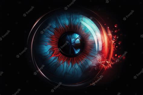 Premium Ai Image A Blue Eye With A Red Spot In The Middle