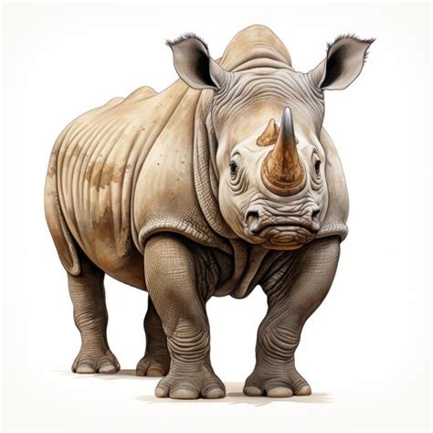 Premium AI Image Realistic Rhino Drawing On White Background