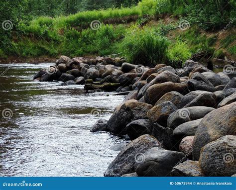 Picturesque Beautiful View Of A Dynamic Watercourse Of River Stock