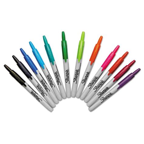 Sharpie Retractable Permanent Markers Fine Point Assorted 12 Per