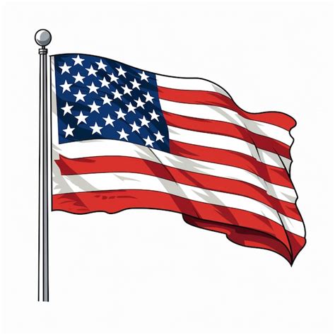 Bandeira Americana Isolada Em Fundo Transparente Vetor Premium