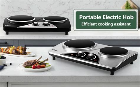 CUSIMAX Hot Plate Double Infrared Hot Plates For Cooking 2100W Electric Hob Portable Cooktop