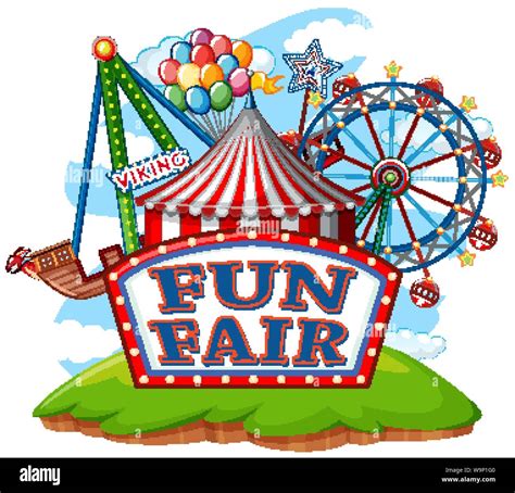 Fun Fair Theme Park On Isolated Background Illustration Stock Vector