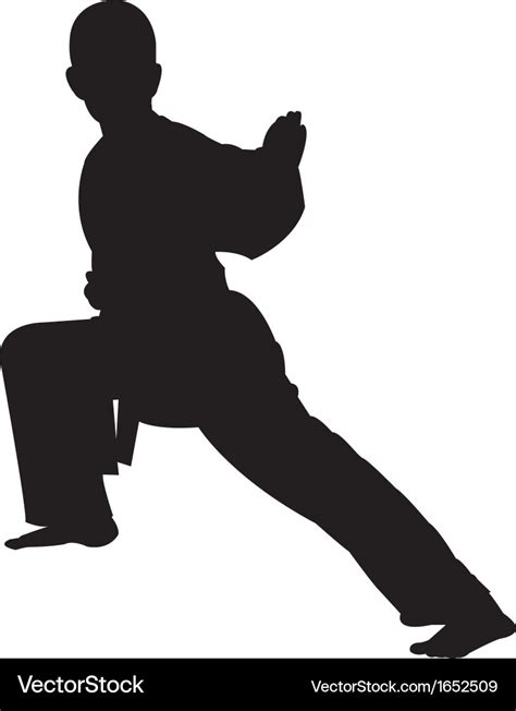 Karate boy silhouette Royalty Free Vector Image