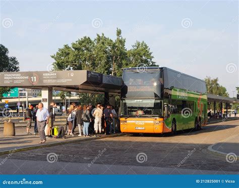 Passengers At The Platform Of International Bus Station In Warsaw