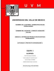 Act 9 Proyecto Integrador 2 Docx U V M UNIVERSIDAD DEL VALLE DE