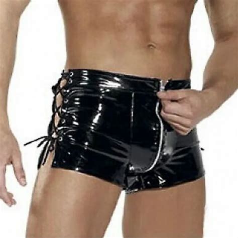 New Fashion Summer High Quality Shorts Sexy Men Faux Leather