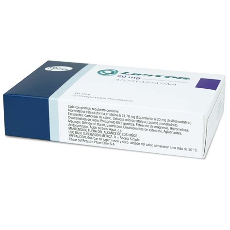 Lipitor Atorvastatina 20 Mg 30 Comprimidos Recubiertos Cruz Verde