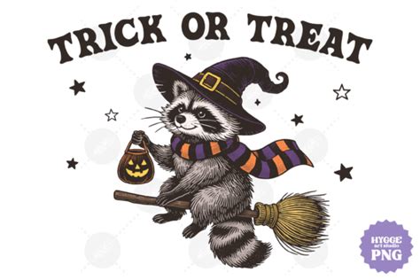 Vintage Raccoon Halloween Trick Or Treat Graphic By Hygge Artstudio