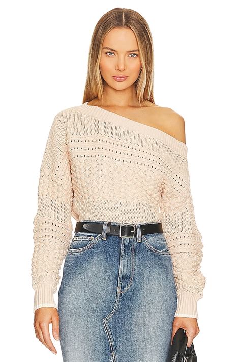 Tularosa Razon Off Shoulder Pointelle Sweater In Nude Revolve