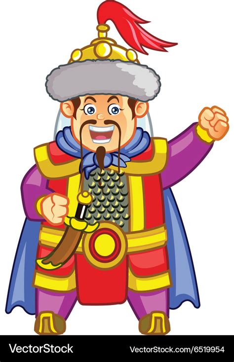 Genghis khan chibi cartoon Royalty Free Vector Image